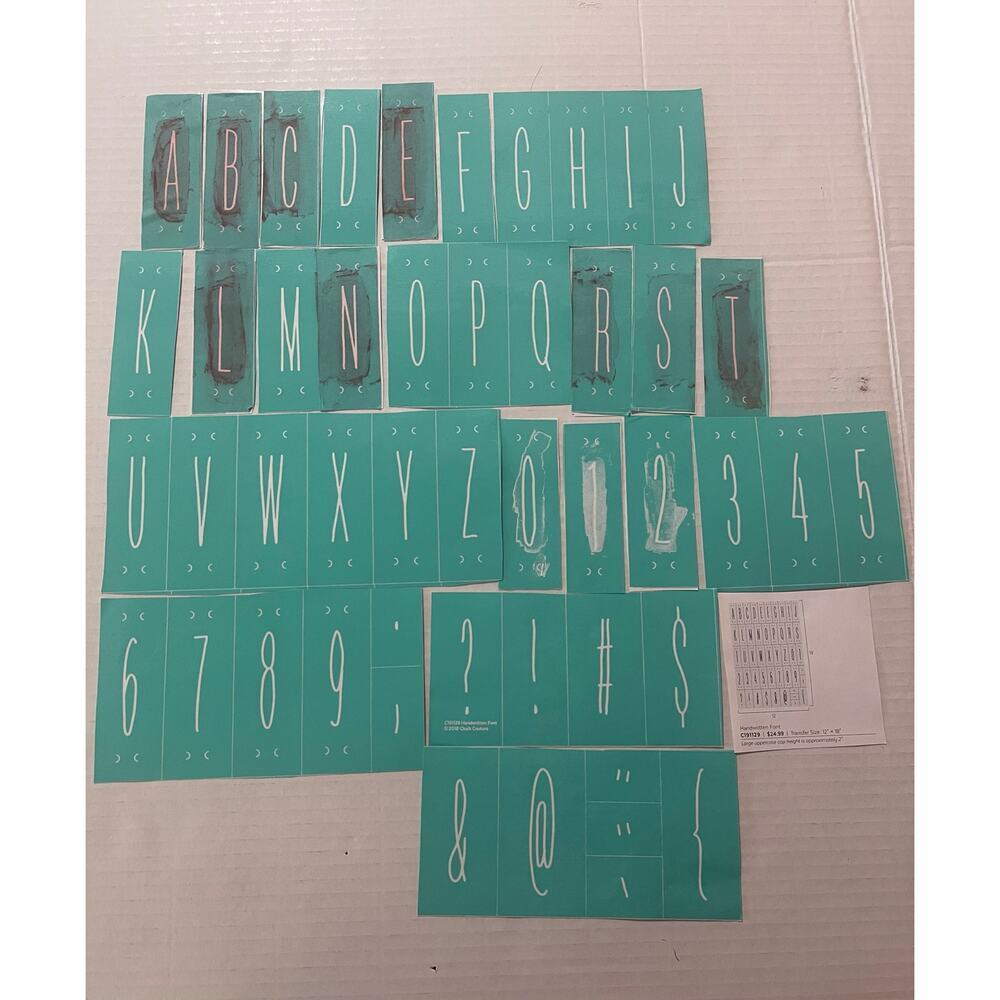 Chalk Couture Handwritten Front Letter Transfers